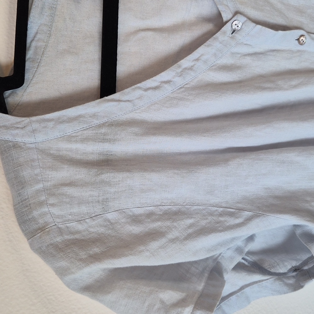 Eileen Fisher | 100% Irish linen Light Blue Button-Up Blouse Sz XL - Picture 4 of 8